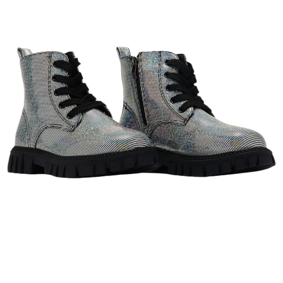 NIB Nova Kids Mini Disco Ball Size 12 Lace Up Boots Combat,Disco,box Has Damage - Picture 4 of 16